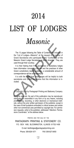 2014 LIST OF LODGES Masonic - `.R.`.L.`.S.`. Pentalpha n&ordm; 2239