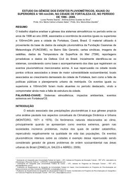 ESTUDO DA G&Ecirc;NESE DOS EVENTOS PLUVIOM&Eacute;TRICOS, IGUAIS