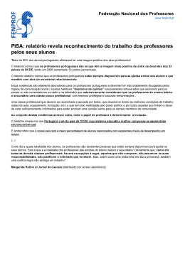 PISA: relatório revela reconhecimento do trabalho dos
