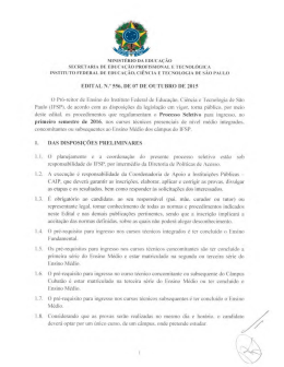 Edital N&ordm; 556/15 - Processo Seletivo