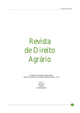 Revista de Direito Agr&aacute;rio - 1&ordm; Semestre de 2001