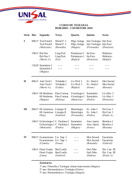 CURSO DE TEOLOGIA HORÁRIO - I SEMESTRE 2010 Série Hor