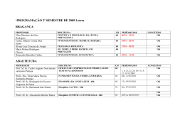 `PROGRAMAÇÃO 2° SEMESTRE DE 2009 Letras