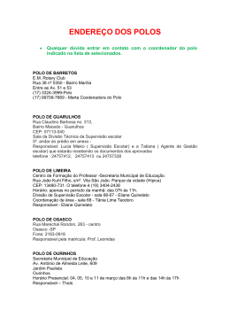 Endere&ccedil;o dos polos - Universidade Federal de S&atilde;o Carlos
