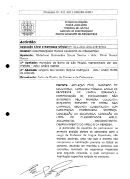 Ac&oacute;rd&atilde;o - Tribunal de Justi&ccedil;a da Para&iacute;ba