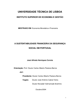 a Sustentabilidade Financeira da Seguran&ccedil;a Social em
