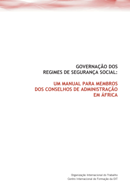 governa&ccedil;&atilde;o dos regimes de seguran&ccedil;a social: um manual para