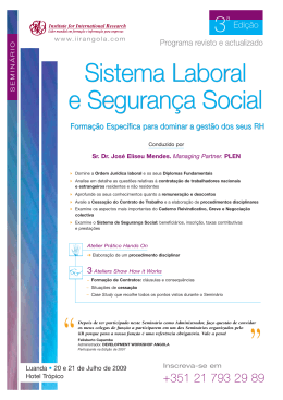 Sistema Laboral e Segurança Social Sistema Laboral e Segurança