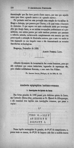 Analecta epigraphica lusitano-romana : 1. Inscrip&ccedil;&otilde;es da Quinta da