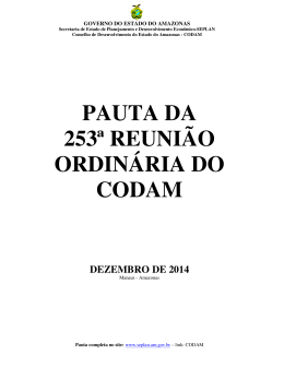 PAUTA DA 253ª REUNIÃO ORDINÁRIA DO CODAM