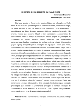 educa&ccedil;&atilde;o e conhecimento em paulo freire