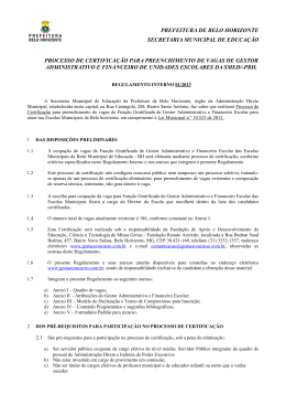PREFEITURA DE BELO HORIZONTE SECRETARIA MUNICIPAL