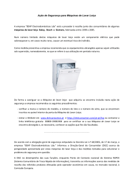 Ação de Segurança para Máquinas de Lavar Loiça A empresa