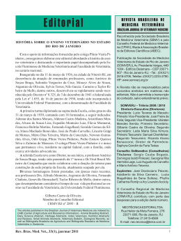 Editorial - Revista Brasileira de Medicina Veterin&aacute;ria