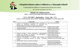 I Simp&oacute;sio Baiano sobre a Inf&acirc;ncia e a Educa&ccedil;&atilde;o Infantil
