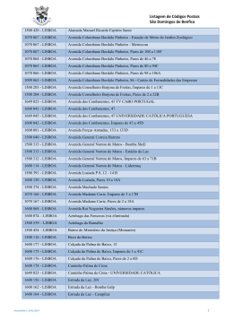 Listagem de C&oacute;digos Postais S&atilde;o Domingos de Benfica