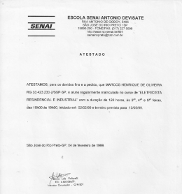ESCOLA SENAI ANTONIO DEVISATE RUA ANTONIO oE GODOY