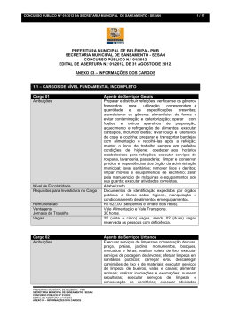 Informa&ccedil;&otilde;es dos Cargos