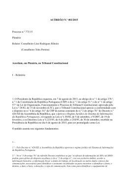 AC&Oacute;RD&Atilde;O N.&ordm; 403/2015 Processo n.&ordm; 773/15 Plen&aacute;rio Relator