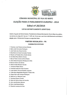 Listas definitivamente admitidas - Câmara Municipal de Vila do Bispo
