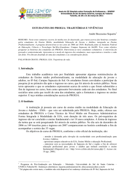 Estudantes do PROEJA: trajetórias e vivências