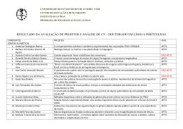 Resultado da an&aacute;lise dos projetos/CV - P&oacute;s