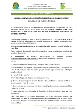 EDITAL 003.4/2013 – PROEN/IFMS PROCESSO SELETIVO PARA