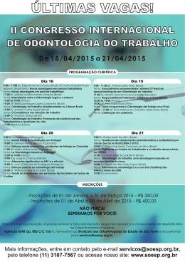(11) 3107-7567 - Sindicato dos Odontologistas do Estado de São