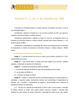 Portaria n&ordm; 11, de 11 de setembro de 1986