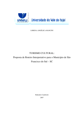 TURISMO CULTURAL: Proposta de Roteiro Interpretativo