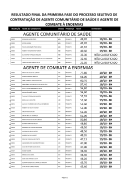 AGENTE COMUNITÁRIO DE SAÚDE AGENTE DE COMBATE A