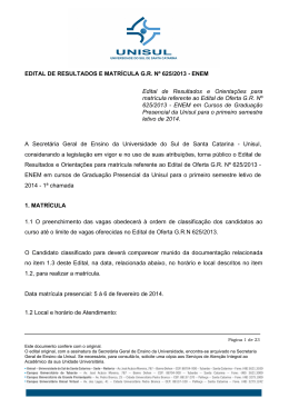 EDITAL DE RESULTADOS E MATR&Iacute;CULA GR N&ordm; 625/2013