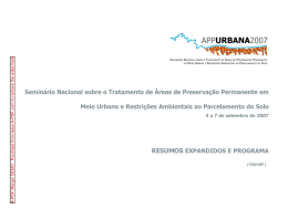 Seminário Nacional sobre o Tratamento de Áreas de Preservação