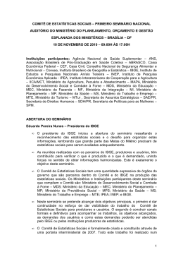 Comitê de Estatísticas Sociais – Primeiro Seminário Nacional