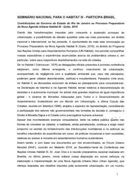 SEMINÁRIO NACIONAL PARA O HABITAT III