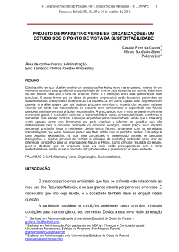 PROJETO DE MARKETING VERDE EM ORGANIZA&Ccedil;&Otilde;ES: UM