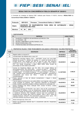 238.2013 - Equipamentos &Aacute;rea de Automa&ccedil;&atilde;o Senai Fco