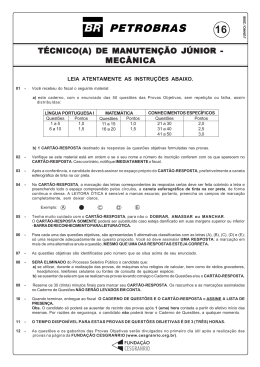 PROVA 16 - T&Eacute;CN DE MANUTEN&Ccedil;&Atilde;O J&Uacute;NIOR