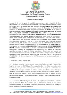 ESTADO DA BAHIA Munic&iacute;pio de Dom Macedo Costa