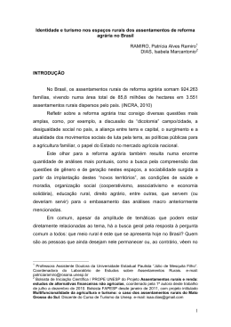 Identidade e turismo nos espa&ccedil;os rurais dos assentamentos de