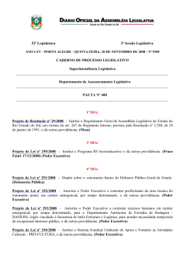52&ordf; Legislatura 2&ordf; Sess&atilde;o Legislativa CADERNO DE PROCESSO