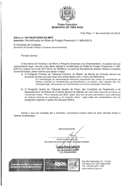 Poder Executivo MUNICIPIO DE TRES RIOS Tr&ecirc;s Rios, 11 de