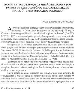 O Contexto e o Espaço da Missão Religiosa dos Padres de