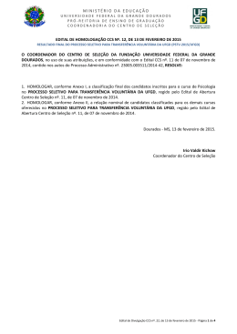 Edital de Homologação CCS Nº. 12/2015