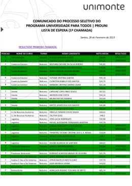 prouni lista de espera (1&ordf; chamada)