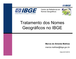 Tratamento dos Nomes Geográficos no IBGE
