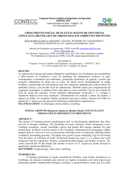 crescimento inicial de plantas jovens de piptadenia