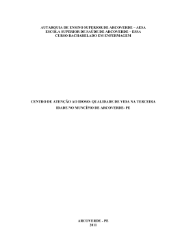 qualidade de vida na terceira idade no munic&iacute;pio de arcoverde-pe