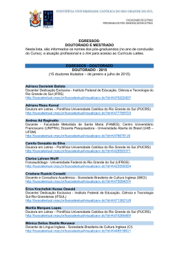 EGRESSOS: DOUTORADO E MESTRADO Nesta lista