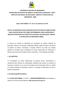 EDITAL do seletivo 2015 para monitor e supervisor do IEMA